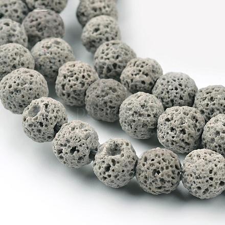Brins de perles rondes en pierre de lave synthétique X-G-I124-6mm-13-1