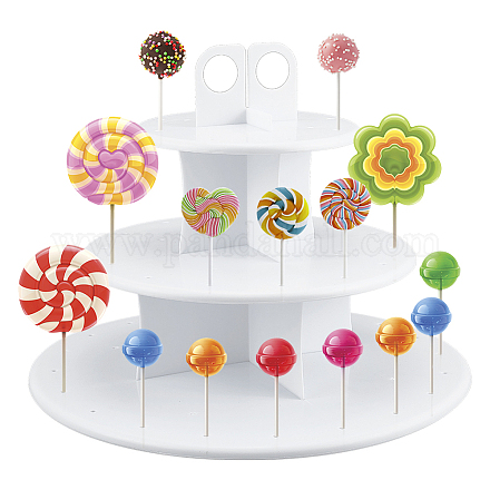 AHANDMAKER 3-Tiers Cake Pop Stand ODIS-WH0027-036-1