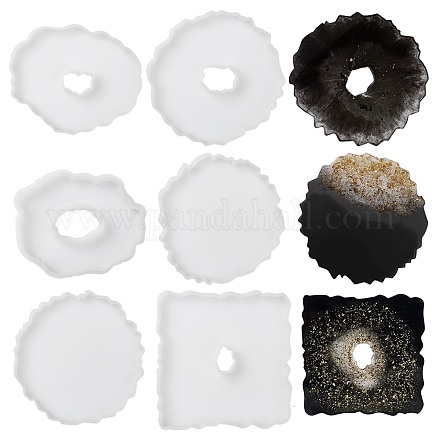 Ensembles de moules de tapis de tasse en silicone bricolage DIY-X0293-84-D-1