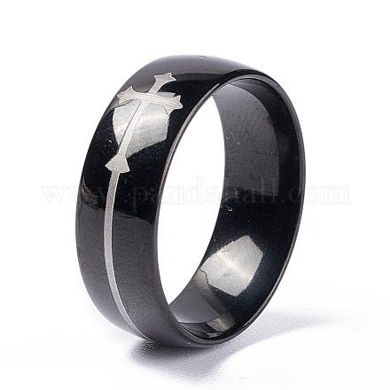 Moda 316l titanio acciaio croce anelli cave RJEW-BB07082-10-1