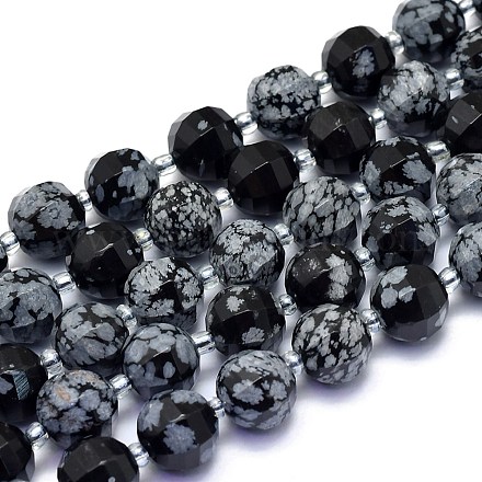 Chapelets de perles de flocon de neige en obsidienne naturelle G-K306-A21-10mm-1