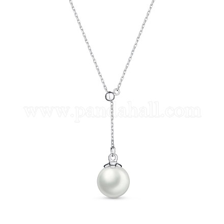TinySand 925 Halskette mit weißen runden Perlenanhängern aus Sterlingsilber TS-N311-S-1