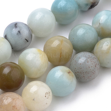 Chapelets de perles en amazonite naturelle G-S259-13-14mm-1