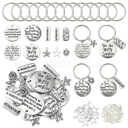 Kit de fabrication de porte-clés avec mots inspirants DIY DIY-FS0005-26-1