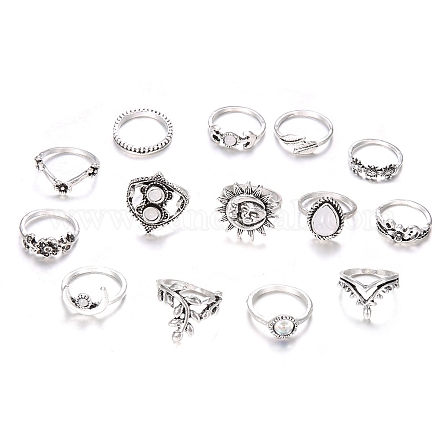 14 set di anelli per dito con strass in stile 14 pezzi AJEW-PW0005-02AS-1