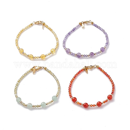 Ensembles de bracelets de perles de pierres précieuses mélangées naturelles et synthétiques BJEW-JB06518-1