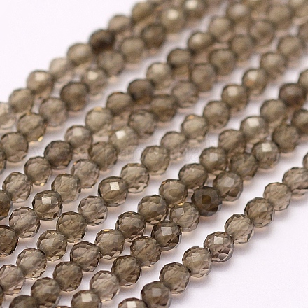 Chapelets de perles de quartz fumées naturelles G-F509-24-3mm-1