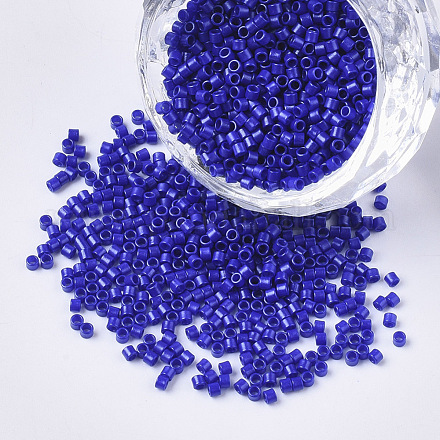 11/0グレードのガラスシードビーズ  シリンダー  均一なシードビーズサイズ  焼き付け塗料  ブルー  1.5x1mm程度  穴：0.5mm  約20000個/袋 SEED-S030-0726-1