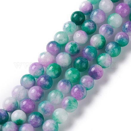 Chapelets de perles en jade blanc naturel teinté G-I299-F02-6mm-1