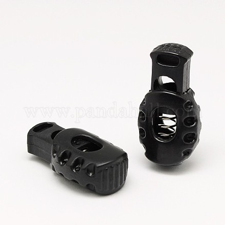 1-Hole Dyed Iron Spring Loaded Eco-Friendly Plastic Buckle Cord Toggle Lock Bean Stoppers for Sportwear Luggage Backpack Straps FIND-E004-70B-1