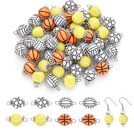 CHGCRAFT 100Pcs 4 Styles Acrylic Round Ball Connector Charms FIND-CA0006-45-1
