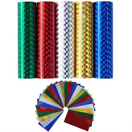 25 hoja de vinilo adhesivo holográfico impermeable de 5 colores para manualidades DIY-SZ0003-78-1