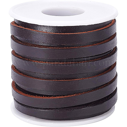 BENECREAT 6mm 11 Yard Real Leather Straps Round Leather Lace Genuine Leather Cord Braiding String for Jewelry Making Craft DIY WL-BC0001-02-1
