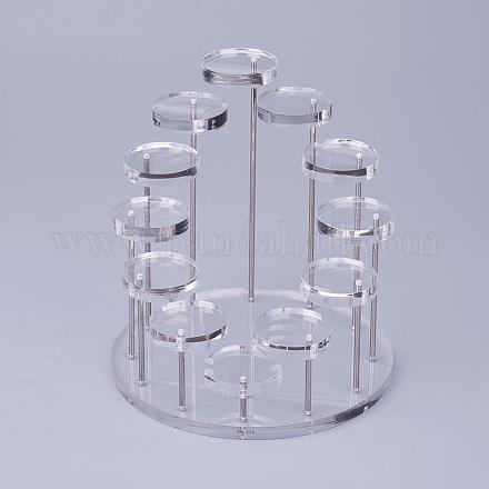 アクリルオリジナルガラスリング指輪ディスプレイスタンド  フラットラウンド  透明  14.4x15.3cm RDIS-F001-01B-1