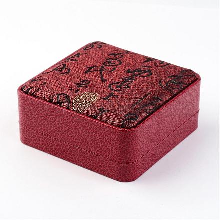 Square Ancient Poems Snakeskin Leather Bracelet & Bangle Gift Boxes with Black Velvet X-LBOX-D009-01-1