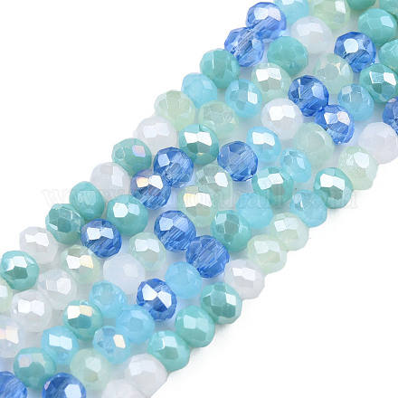 Chapelets de perles en verre électroplaqué EGLA-S192-001A-B08-1