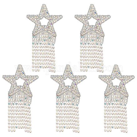 Fingerinspire 5pcs star avec pompon paillettes hotfix strass DIY-FG0002-59-1