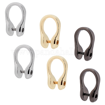 WADORN 6Pcs 3 Color Alloy with Iron D Shape Rings Clasps FIND-WR0001-96-1
