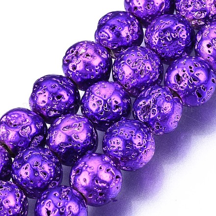 Electroplated Natural Lava Rock Beads Strands G-T098-01D-04-1
