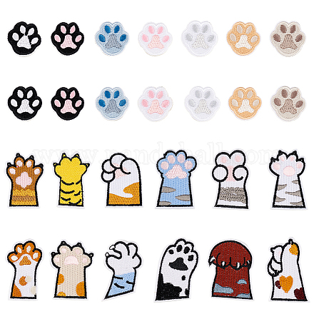 FINGERINSPIRE 26pcs Cat Paw Print Patches Paw Footprint Self-Adhesive Patches Iron on/Sew on Paw Applique DIY Embroidered Applique Sewing Craft Decoration for Dresses Jeans Hats Shoes Shirts Jackets PATC-FG0001-33-1