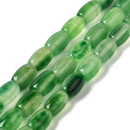 天然染め白翡翠ビーズ連売り オーバル グリーン 11.5~12x7.5~8mm 穴 