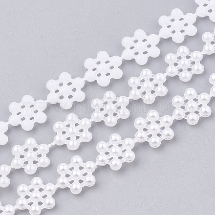 Hilo de guirnalda de cuentas de perlas de imitación de plástico abs AJEW-S071-06-1