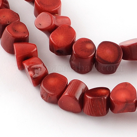 Dyed Natural Red Coral Bead Strands G-R294-03-1
