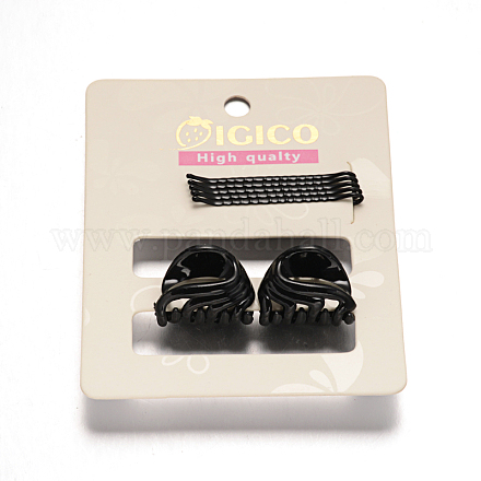 Iron Hair Bobby Pins and Plastic Claw Hair Clips Hair Accessories Sets OHAR-M020-04-1