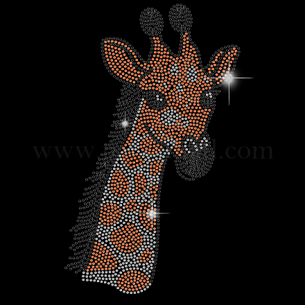 SUPERDANT Colorful Giraffe Rhinestone Heat Transfer Animal Iron on Costume Decor Hot Fix Appliqué DIY Transfer Iron On Decals for T Shirts Template for Clothes Bags Pants DIY-WH0303-082-1