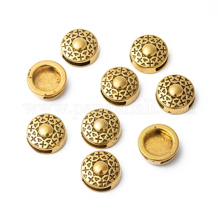 Античный золотой тибетский стиль плоские круглые шармы скольжения X-TIBEB-LF9767Y-AG-LF-1