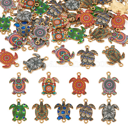 Pandahall 36 Stück 9-farbig bedruckte Verbindungsanhänger aus Legierung ENAM-TA0001-57-1