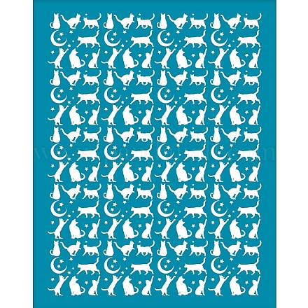 OLYCRAFT 4x5 Inch Clay Stencils Cat Pattern Non-Adhesive Silk Screen Printing Stencils Star Moon Reusable Washable Mesh Transfer Stencils for Polymer Clay Jewelry Earring Making DIY-WH0341-074-1
