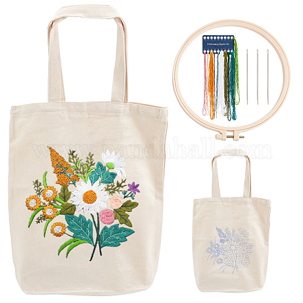 DIY-Stickerei-Kit für Einkaufstaschen mit Blumenmuster DIY-WH0349-21A-1