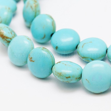 Rondes plat perles turquoise synthétique brins TURQ-I022-10x5mm-05-1