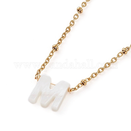 (Schmuckpartys im Fabrikverkauf) Halsketten mit Initialenanhänger aus Naturmuschel NJEW-JN03298-02-1