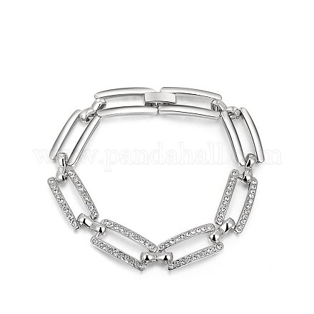 Real 18K Platinum Plated Fashion Eco-Friendly Alloy Czech Rhinestone Link Bracelets BJEW-AA00050-P-1