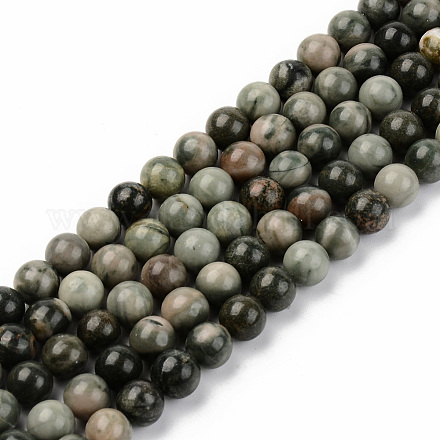 Brins de perles de jaspe verts naturels G-S369-008B-B-1