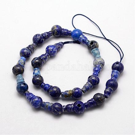 Brins de perles de gourou à 3 trou en lapis-lazuli naturel G-K148-06-1