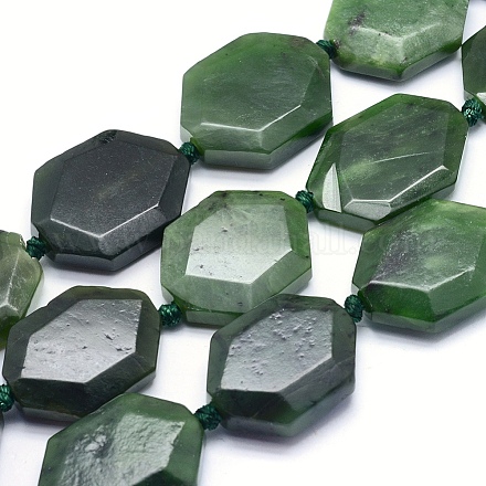 Brins de perles de jade canadien naturel G-O170-87-1