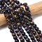 Natural Galaxy Tiger Eye Beads Strands, Round, Dyed & Heated, Midnight Blue, 8mm, Hole: 1mm, about 49pcs/strand, 15.75''(40cm)