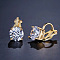 Brass Cubic Zirconia Clip-on Earrings, Diamond, Golden, Clear, 16x7mm