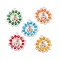 Christmas Theme Electroplate Glass Pendants, with Seed Beads, Christmas Wreath, Mixed Color, 40x37x6mm, Hole: 3mm