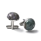 304 Stainless Steel Cuff Buttons, with Natural Indian Agate, for Apparel Accessories, Half Round, 30~31x17.5mm