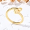 Brass Cuff Rings for Women, Letter, Letter C, Inner Diameter: 15.6mm