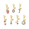 7Pcs Christmas Theme Alloy Enamel Pendant Decorations, with Alloy Lobster Claw Clasps, Mixed Shapes, Mixed Color, 38~45mm