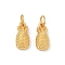 Brass Charms, Pineapple Charms, Rack Plating, Long-Lasting Plated, Lead Free & Cadmium Free, Real 24K Gold Plated, 12x6x4mm, Hole: 3mm