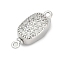 Brass Micro Pave Clear Cubic Zirconia Box Clasps, with Glass, Oval, Platinum, 18x7.5x6mm, Hole: 1.4mm and 1.2mm