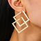 Alloy Stud Earrings, Golden, Rhombus, 50mm