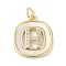 Rack Plating Brass Micro Pave Clear Cubic Zirconia Pendants, with Shell, Cadmium Free & Lead Free, Long-Lasting Plated, Real 18K Gold Plated, with Jump Ring, Letter H, 17.5x15x2.5mm, Hole: 3mm