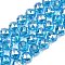 Transparent Electroplate Glass Beads Strands, Faceted, Round, Dodger Blue, 9.5~10mm, Hole: 1.2mm, about 59pcs/strand, 22.05''(56cm)